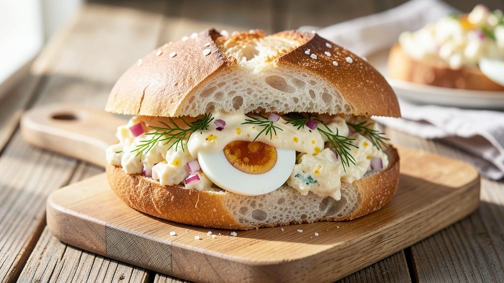 Single Egg Salad Sandwich Recipe: Crispy Bread Hugs Creamy Yolk Brilliance