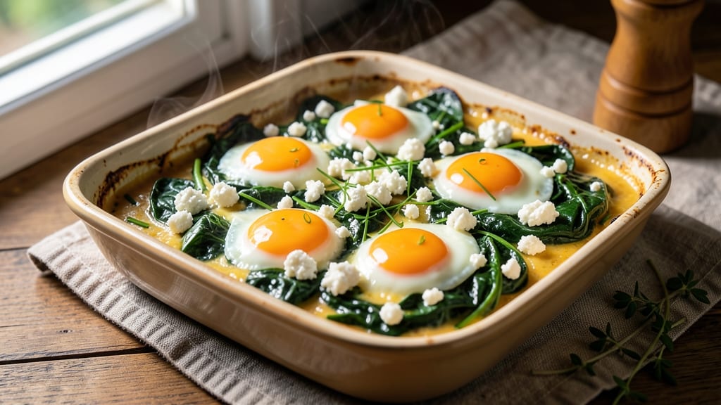 Spinach Feta Egg Bake Recipe: Golden Crust, Creamy Feta, and Herby Freshness