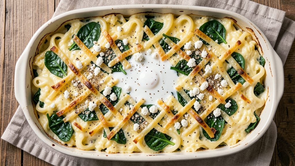 Spinach Feta Egg Casserole Recipe: Bubbly Cheese Bites and Wilted Greens