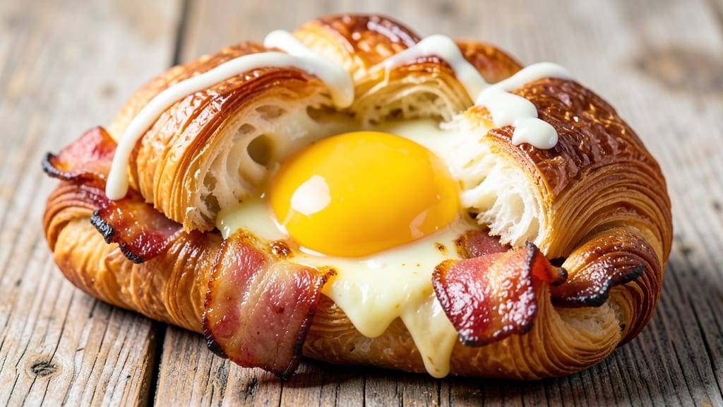 Bacon, Egg, and Cheese Stuffed Croissants Recipe: Flaky Layers Hugging Melty Breakfast Filling