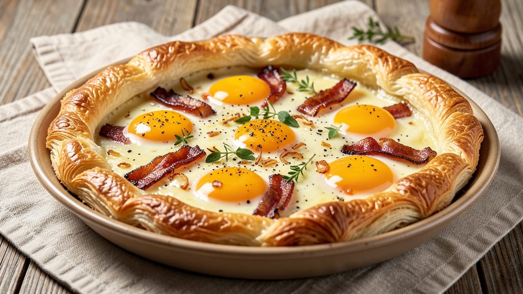 Bacon Egg Pie Recipe Puff Pastry: Flaky Crust Hugs Smoky Yolk Magic