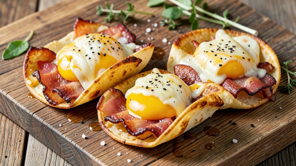 Bacon, Egg, and Cheese Pockets Recipe: Crispy Tortilla Cups Filled With Gooey Cheese and Perfectly Runny Yolks