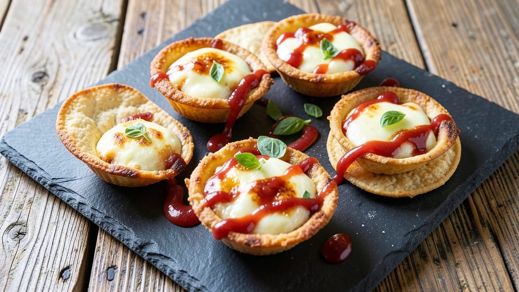 Tomato Cheese Egg Recipe: Crispy Tortilla Cups With Melty Cheese and Fresh Herb Topping