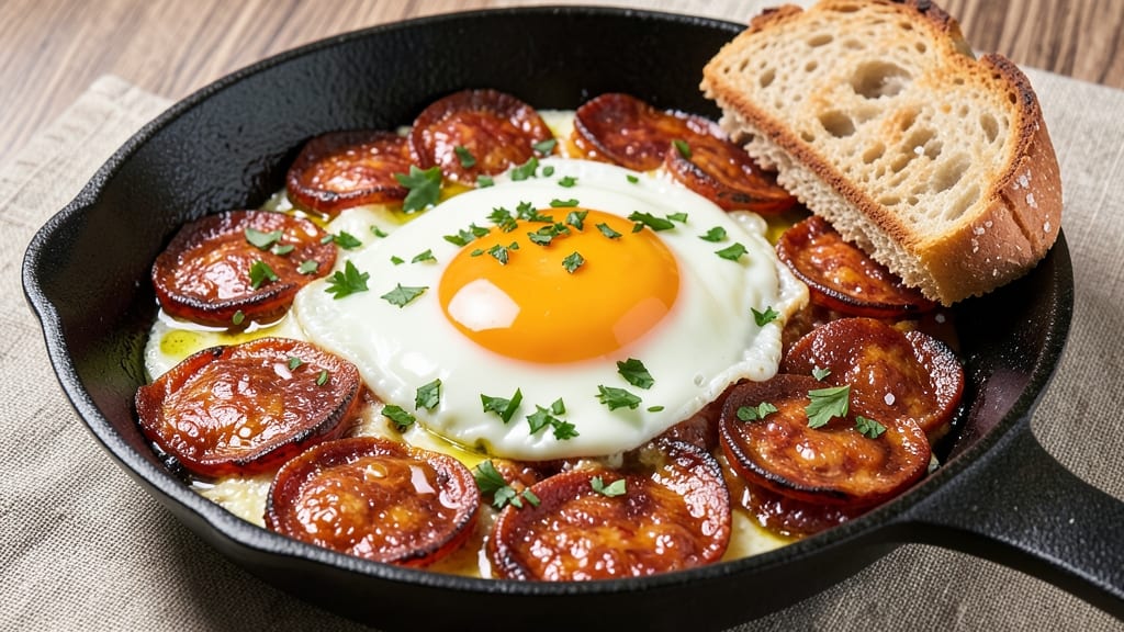 Baked Egg and Chorizo Recipe: Smoky Chorizo Crust Meets Runny Yolk Magic