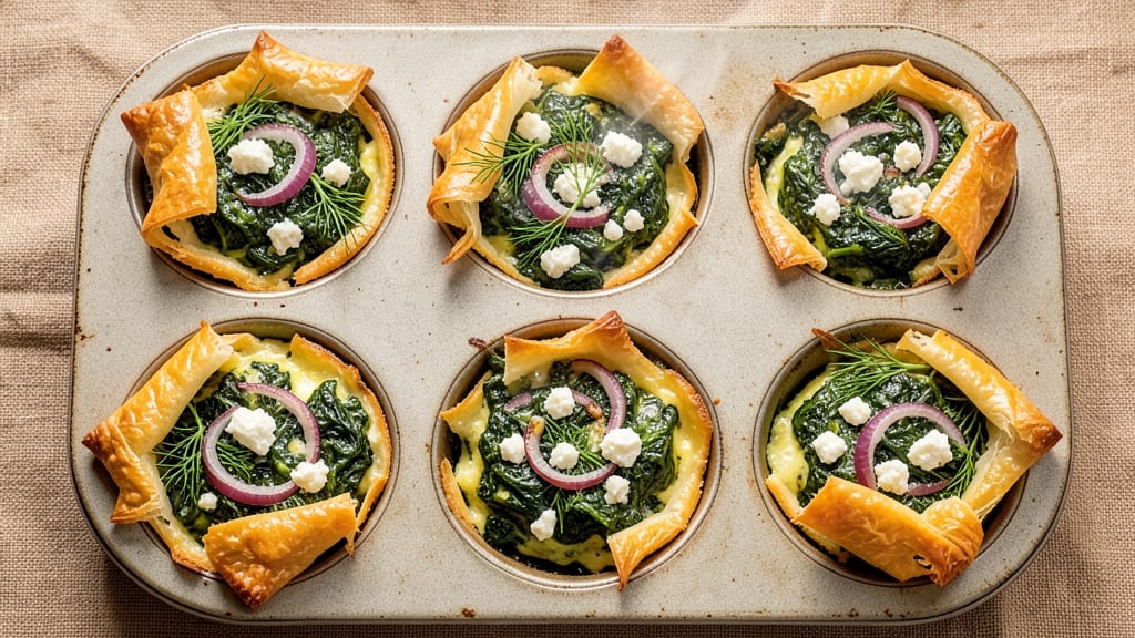 Spanakopita Egg Muffins Recipe: Flaky Phyllo Crunch with Herby Spinach Filling