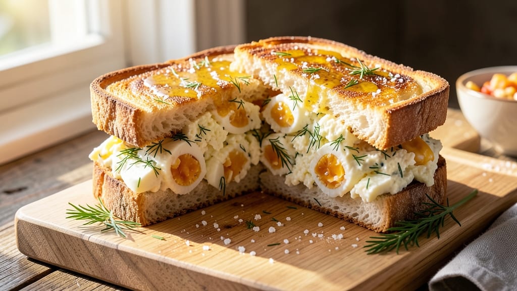 Yummy Egg Salad Sandwich Recipe: Crunchy Croutons and Zesty Dill Freshness