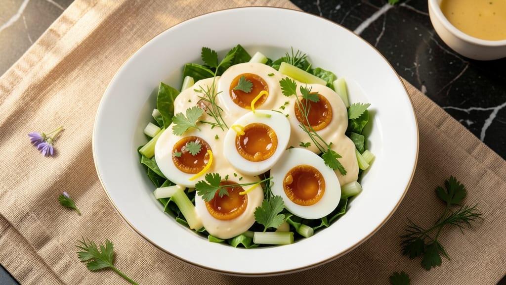 3 Egg Salad Recipe: Crispy Croutons and Zesty Herb Kick