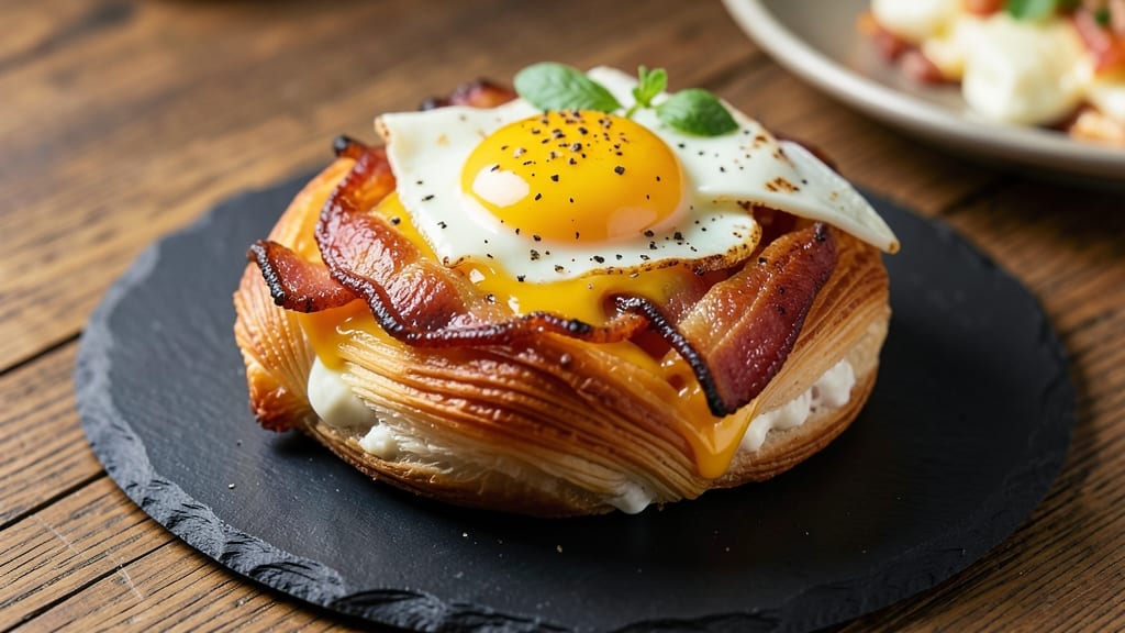 Bacon Egg Cheese Puff Pastry Recipe: Flaky Layers Hugging Crispy Bacon and Runny Yolk