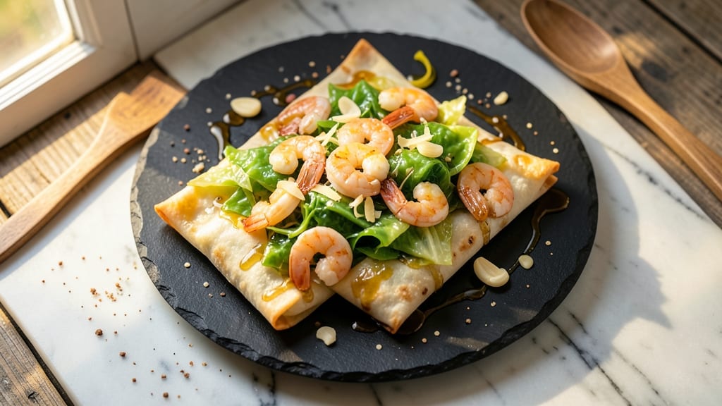 Shrimp and Cabbage Egg Rolls Recipe: Crispy Tortilla Cups With Spicy Cabbage Filling