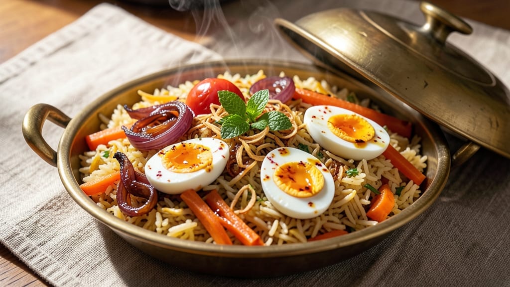 Vegetable Egg Biryani Recipe: Fragrant Saffron Rice With Spiced Veggies