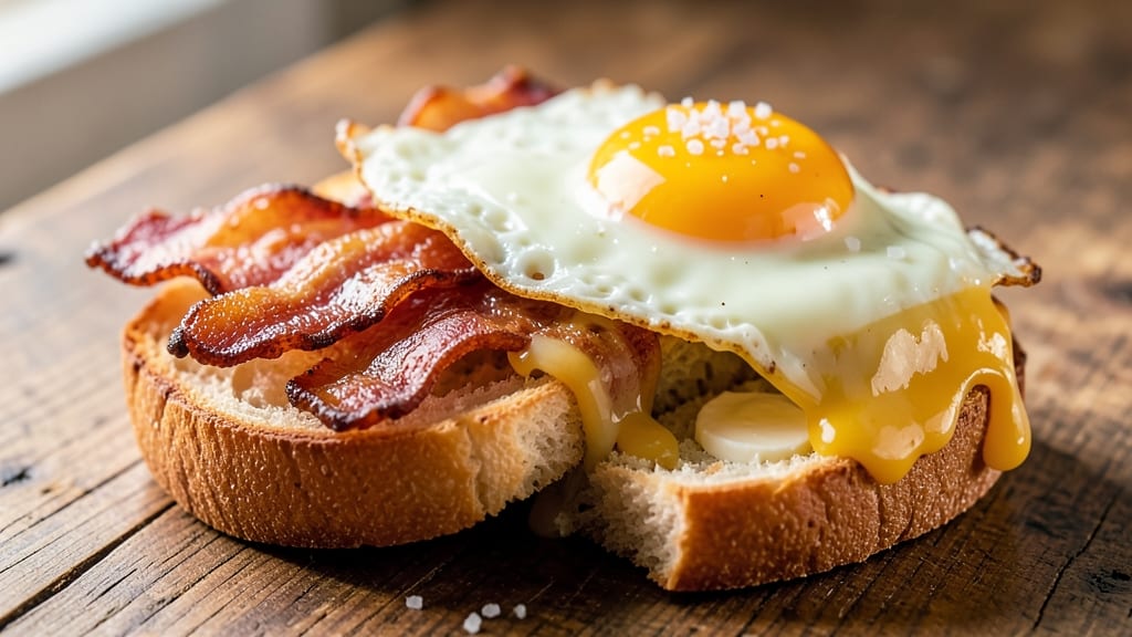 Bacon Egg and Cheese English Muffin Recipe: Crispy Crust, Gooey Cheese, Runny Yolk Magic