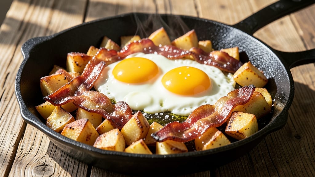 Bacon Egg Potato Skillet Recipe: Crispy Potatoes and Runny Yolk Harmony