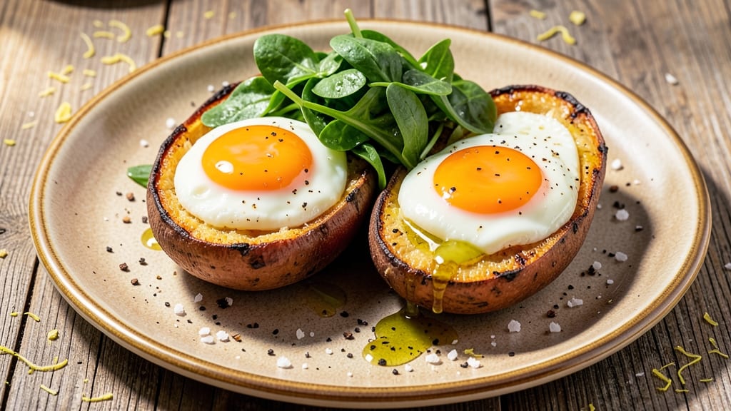 Sweet Potato Spinach Egg Recipe: Roasted Sweet Potatoes Meet Silky Poached Eggs