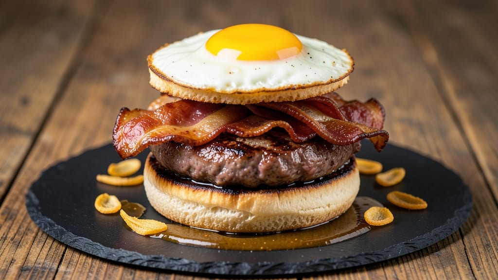 Bacon and Egg Burger Recipe: Smoky Crispy Patties With Runny Yolk Magic
