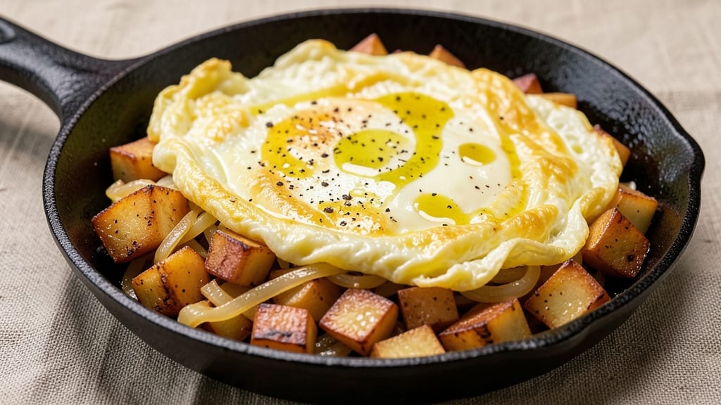 Spanish Egg Omelet Recipe: Tortilla Española With Melted Cheese Magic