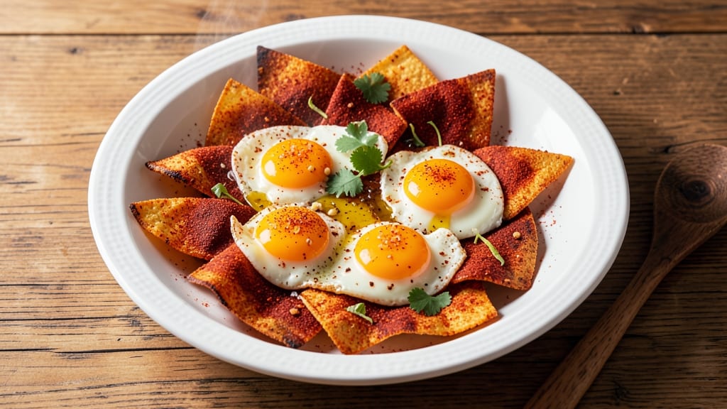 Spicy Fried Eggs Recipe: Crispy Tortilla Bites With Runny Heat