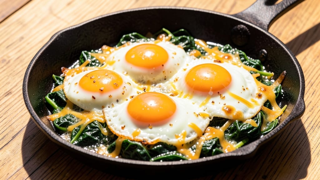 Spinach, Egg, and Cheese Skillet Recipe: Crispy Edges, Melty Cheese, and Fresh Greens in One Pan